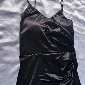 Cocktail Padded Satin Black Dress 🖤