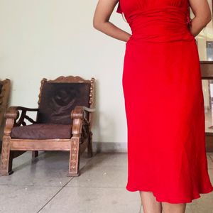 Gathered Halter Neck Gorgeous Red Party Dress