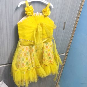 Yellow Long Gown For Baby Girl