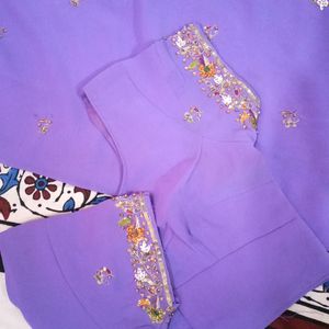 Heavy Hand Work Saree With Blouse