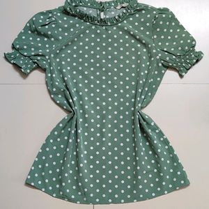 Green Polka Dot Boxy Top