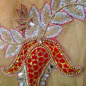 Cream And Red Lehnga