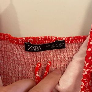 Zara Red Slit Summer Dress