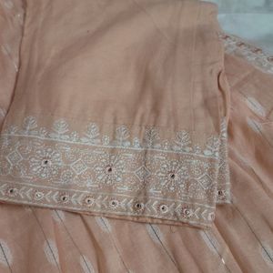 Peach Colour Suit With Chiffon Dupatta