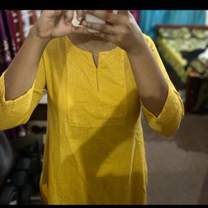 Mustard Straight Fit Kurta