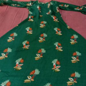 Floral Gown Green Crepe