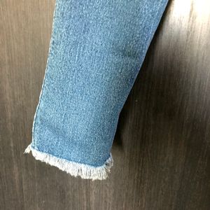 High Waist Ripped Blue Jeans For Women