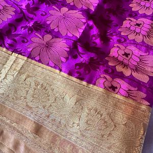 Silk Pink Double Color Saree With blouse