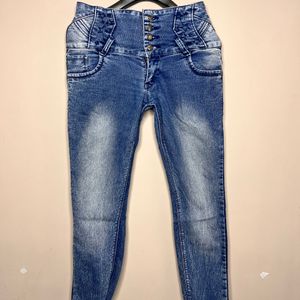 High Waist | Four Button Denim Jeans