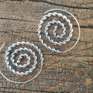 Spiral Earrings, Silver Plated Earrings