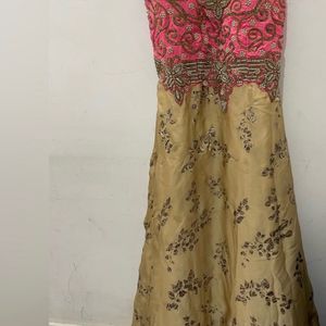 Wedding Gown With Stone Work On Blouse Part