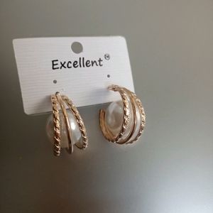 Korean Hoops Earing With Pearls