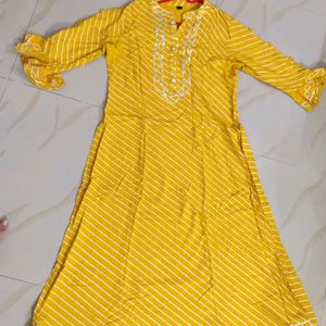 Yellow A Line Kurti