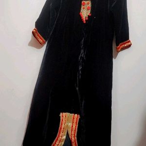 Black Velvet Party Wear Kurti For 34 Bust