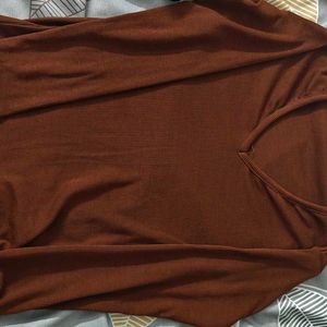 Brown Ribbed Top