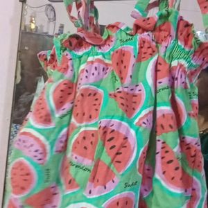 Watermelon Sleevless Kids Frock