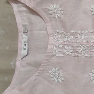 BABY PINK CHINKARI COTTON KURTA