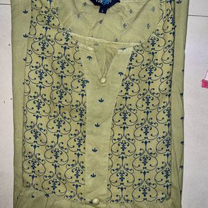 Olive Green Printed Short Kurti Top