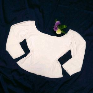 White Broad Neck Top