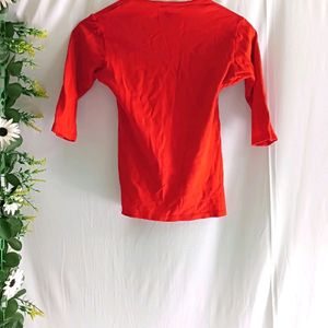 Red Bateu Neck 3/4th Sleeve Top