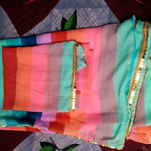 Multicolored Striped Saree 👌👌new