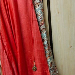 Orange Ethnic Floor Length Gown Affordable