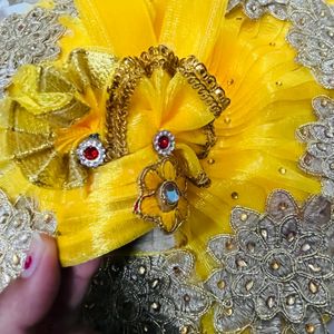 Laddu Gopal Fancy Dress Fabric Net Colour Yellow