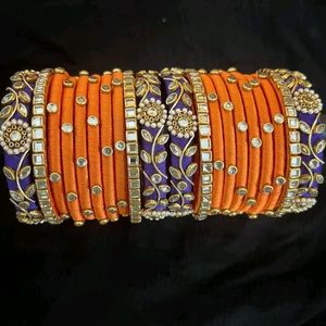 Handmade Floral Silk Thread Bangles Set