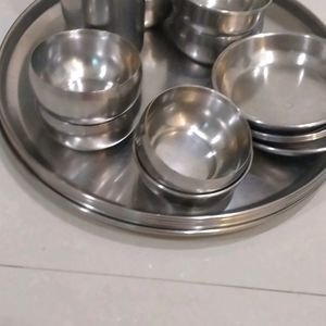 Steel Thali, Vatti, Glass, Plate Set