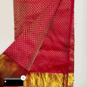 Fixed-Red Color Kanchi Pattu Silk Saree(no Blouse)