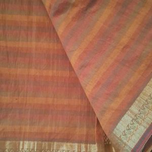 Orange Cotton Silk Saree