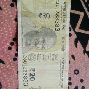 20 Rupees Note 333333 Number