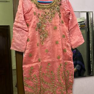 Party Wear Embroidered Pink Suit