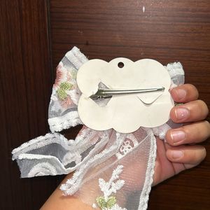 White Bow Hair Clip