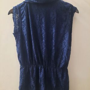 Max Navy Blue Top With Lace Details