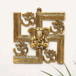 Metal Wall Hanging On Swastik Ganesha Idol