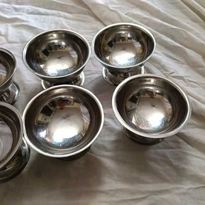 set Of 6 Stainless Steel Icecream Bowls