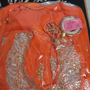 Georgette Orange Punjabi Suit (Drycleaned) ✅️