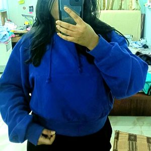 Blue Crop Hoodie