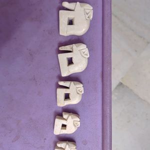 Cute Marble White Elephants Set Of 5