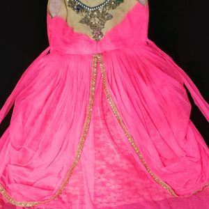 Party Wear Dark Pink Frock ( 7-14 )Age Girls