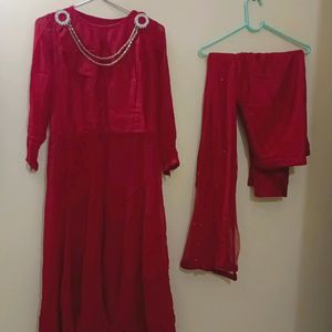 Front Slit Kurta With Pant And Dupatta