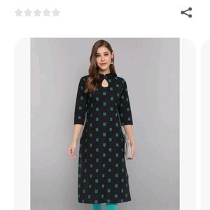 Black And Teal Blue Printed Kurta From Janasya