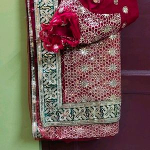 Red Colour Designer Saree With Blouse