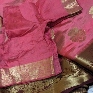 Beautiful Silk Saree New With Matching Stitched B