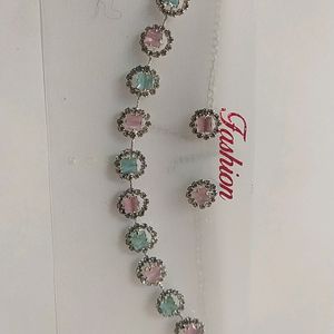 Beautiful AD Stone Necklace And Earrings