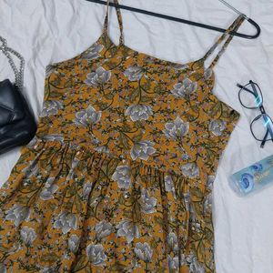 Mustard Floral Print Dress