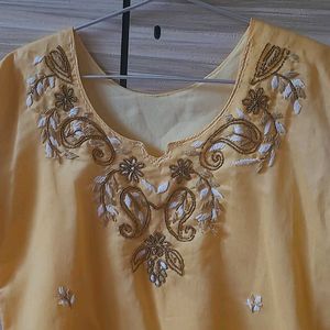 Handwork Kurta With Crochet Lace Sleeve