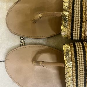 Gold Zari Flats