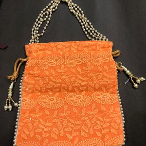 Traditional Orange Potli Bag